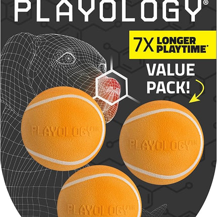 Playology Dog Toys | Squeaky Chew Ball - Bouncy Durable Floating Fetch Ball for Dogs, Value 3-Pack | Small Cheddar Cheese Scented Toy - Easy to Clean and Made from Non Toxic Materials