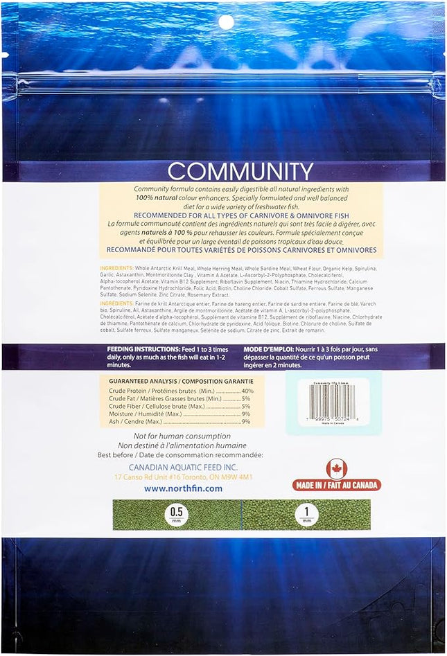 Northfin Fish Food Community Formula Slow Sinking Pellets (0.5mm 1kg)