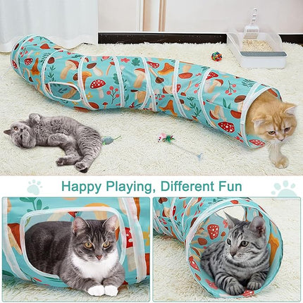 Glittme Cat Tunnel, Cat Tunnels for Indoor Cats, S-Shape Cats Cave with Cat Toys, Foldable Cat Tubes and Tunnels for Cats, Rabbit, Puppy, Guinea Pig