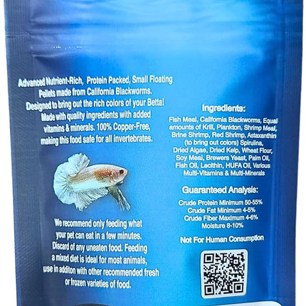 Ultimate Betta Bits - Protein Packed, Blackworm Based Floating Pellet Betta Food