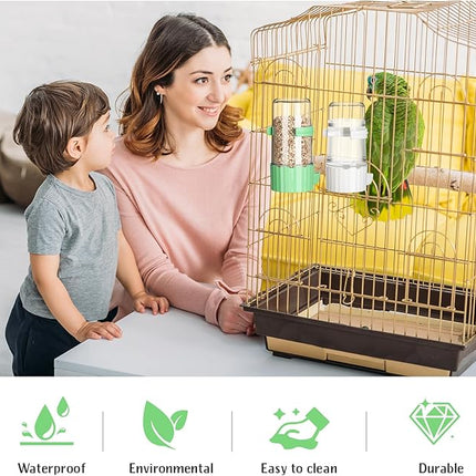 Weewooday 4 Pieces Automatic Bird Feeder Cage Water Dispenser Bird Water Feeder Hamster Cage Waterer Accessory Drinker Bottle for Hamster Parrot (Cute Style,Green, White,245 ml)