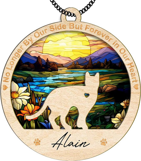 Cat Memorial Ornaments, Christmas Xmas Tree Ornament Window Hanging Car Sympathy Gift for Loss of Pet Bereavement Keepsake Remembrance Gifts for Cat Lovers Holiday Decoration PO235