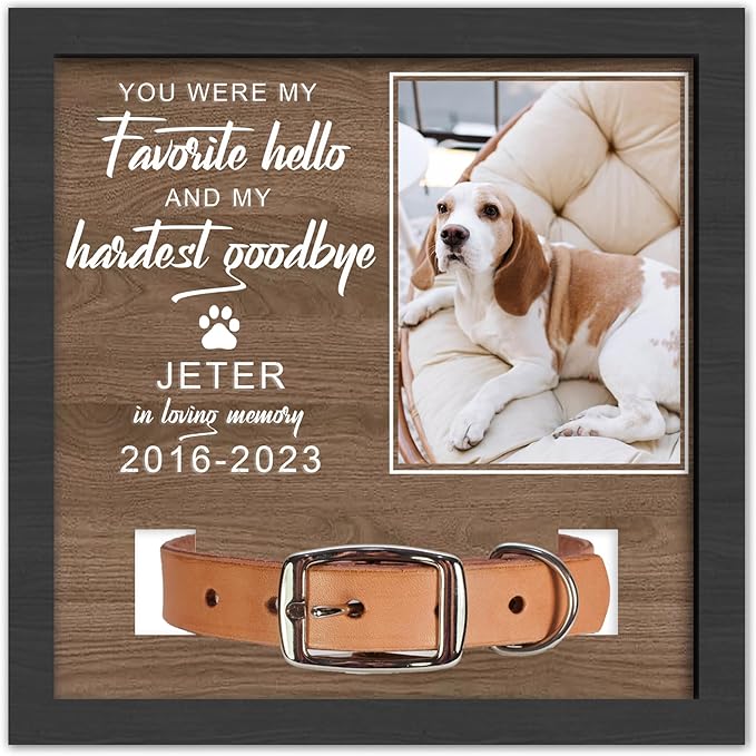 Custom Dog Memorial Gifts for Loss of Dog, Customized Pet Memorial Gifts, Personalized Dog Memorial Collar Picture Frame, in Memory of Dog, Loss of Pet Sympathy Gifts, Memorial Gifts for Cats