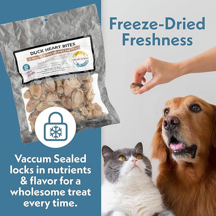Fresh Is Best Freeze Dried Dog Treats – Raw Freeze Dried Cat Treats in Resealable Zipper Bag – High-Protein Duck Hearts for Dogs & Cats – Made in The USA