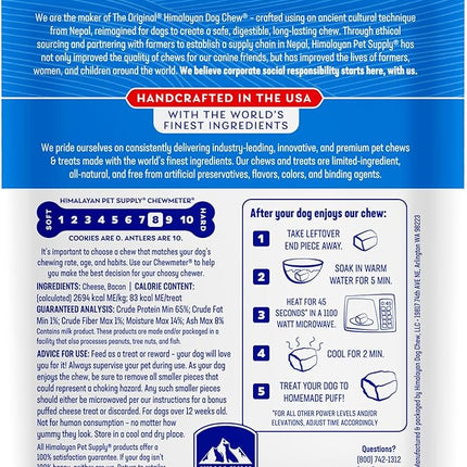 Himalayan Chew Original Yak Cheese Chew, Bacon, 3 Small Sticks, 1.1 oz, Gluten Free, Healthy Treats, Grain & Lactose Free 100% Natural, Long Lasting Chews for s Under 15 lbs