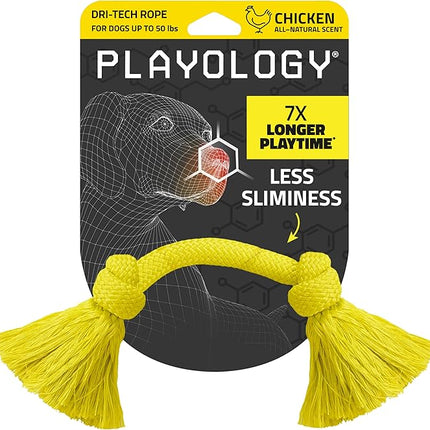 Playology Dog Toys | Dri-Tech Rope Toy Tug of War Rope for Aggressive Chewers | Medium Chicken Scented Toy - Easy to Clean and Made from Non Toxic Materials