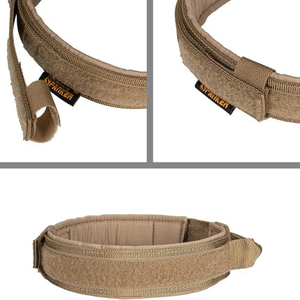 EXCELLENT ELITE SPANKER Tactical Dog Collar Nylon Adjustable Training Collar Military Dog Collar Heavy Duty Metal Buckle with Control Handle for Medium and Large Dogs with Patches(COB-L)