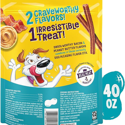 Purina Beggin' Flavor Stix with Bacon and Peanut Butter Flavor Dog Chew Stix - 40 oz. Pouch