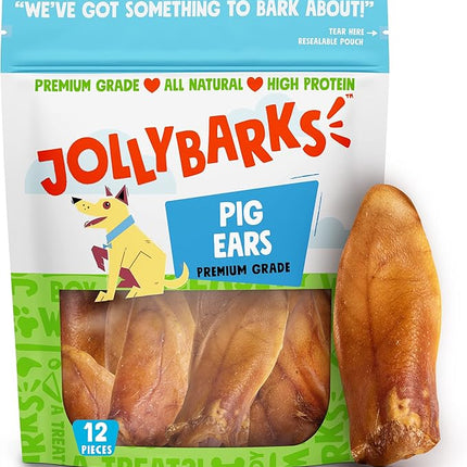 Natural Half Pig Ears for Dogs Large, Pigs Ears for Dogs - Premium Dog Ear Treat - Dog Chew Treats for Large and Small Breeds (12 Pack)