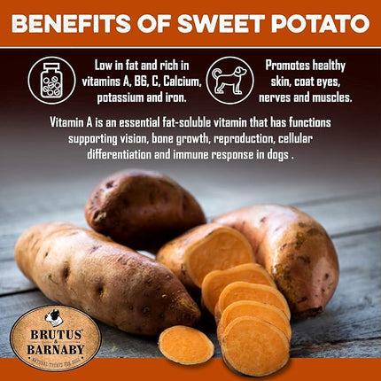 BRUTUS & BARNABY USA Sweet Potato Dog Treats - Crunchy Grain Free Cinnamon Apple Sticks, Promotes Positive Gut Health with Natural Anti-Diarrhea Properties (Cinnamon & Apple, 2 lb)