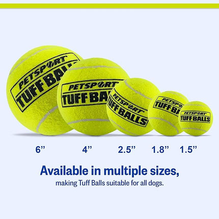 PetSport Tuff Ball - Medium Tennis Balls for Dogs, Chew Toy for Aggressive Chewers, Fetching, Natural Rubber, Certified Non-Toxic, Won't Wear Down Teeth - 2.5" (12 Pack)