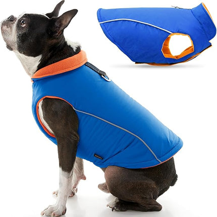 Gooby Sports Vest Dog Jacket - Blue, Medium - Reflective Dog Vest with D Ring Leash Warm Fleece Lined Hook and Loop Closure for Small to Medium Dogs