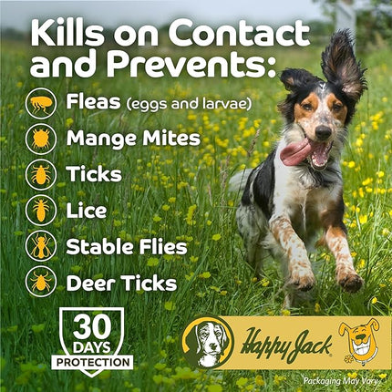 Happy Jack Kennel Dip Dog Flea and Tick Treatment & Prevention, Made in USA, Spray Yard & Home 30-Day Control, Kills Fleas, Ticks, Deer Ticks, Mange, Lice, for Puppies, Small to Large Dogs (16 oz)
