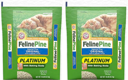 Feline Pine Platinum Non-Clumping Cat Litter 18lb. (Pack of 2)