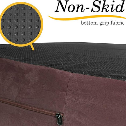 KOPEKS Orthopedic Memory Foam Dog Bed 7" Inch Thick Extra Large Dog Bed With Pillow Brown 50"x34"x10" Includes Waterproof Liner & Durable Removable Cover With Smart Design