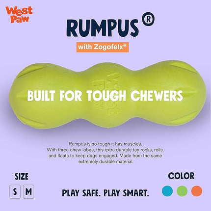 WEST PAW Zogoflex Rumpus Dog Chew Toy – Floatable Toy for Dogs, Aggressive Chewers – Puppy Chewing Toys for Catch, Fetch – Recyclable, Dishwasher-Safe, Small 5.25", Granny Smith