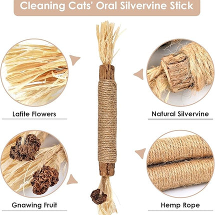 Bissap 10 PCS Silvervine Chew Sticks for Cats, Catnip Chew Sticks Cat Toys for Indoor Cat Kitten Teeth Grinding Interactive Feather Toys for Aggressive Chewers Dental Care