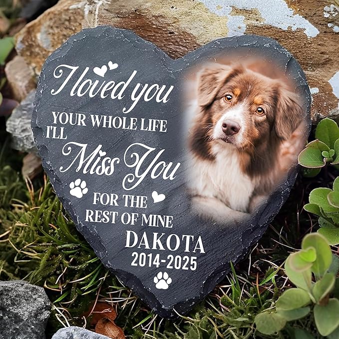 Personalized Dog Memorial Gifts for Loss of Dog, Custom Pet Memorial Stone with Photo Name Date, Stones for Dogs, Gift for Cat Lovers, Bereavement Sympathy Gift for Pet Lover, Quote 5
