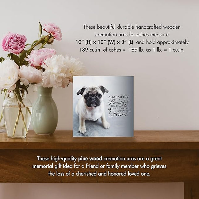 LifeSong Milestones Wooden Shadow Box Cremation Urn for Pet Ashes| Urns for Ashes of Deceased Pet Dog Cat| Sympathy Keepsake 10x10