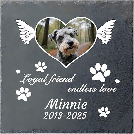 Dog Memorial Gifts for Loss of Dog, Personalized Pet Memorial Stone, Custom Dog Grave Marker with Name & Photo, Sympathy Gifts for Bereaved Pet Owners, Cemetery Decor (Style I)
