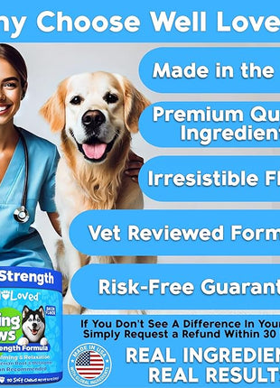 Calming Chews for Dogs - Dog Calm Treats, Made in USA, Vet Recommended, Behavior Support with Melatonin & Hemp, Stress, Separation, Fireworks, Travel, Extra Strength