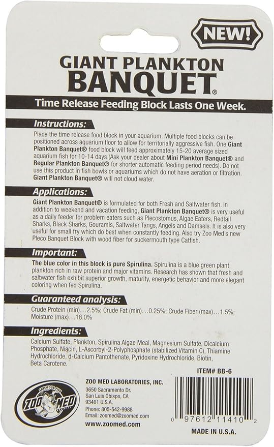 Zoo Med Laboratories AZMBB6 Plankton Banquet Block Feeder Giant, 2 Count