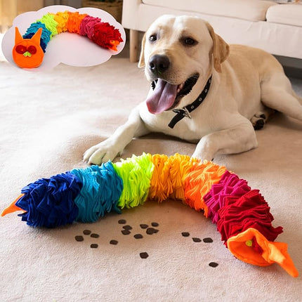 Snuffle Ball Rainbow Snuffle Snake Puzzle Toy for Dogs Puppy Treat Dispensing Toys Foraging Snuffle Mat Interactive Slow Feeder Dog Toys for Any Size