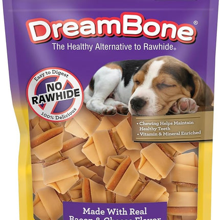 DreamBone Mini Chews, Made with Real Bacon and Cheese Flavor, Rawhide Free Dog Chews, 24 Count