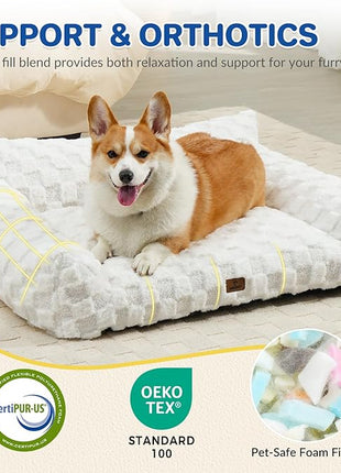 Cat Bed Cats Couch for Puppy and Kitten, Fluffy Pet Couch Small Dog Sofa Bed, Supportive Cat Sofa for Indoor Cats, Washable Cover & Non-Slip, 26 inch, White