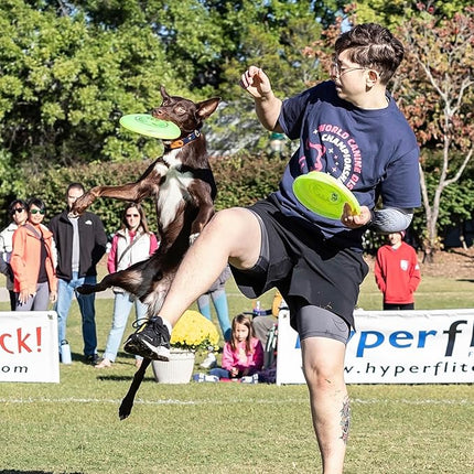 Hyperflite K-10 Jawz Glow Disc • for Dogs Over 16" • 8.75 Inch / 155 Grams • Puncture Resistant • Glows in The Dark • Made in The USA