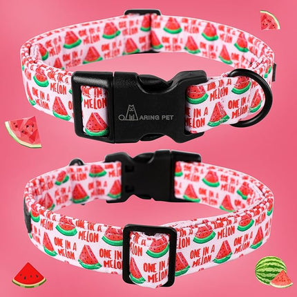 ARING PET Summer Dog Collar-Cute Watermelon Dog Collar for Large Dogs, Adjustable Soft Cotton Girl Dog Collars for Small Medium Large Dogs, Large