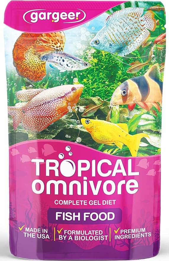 3oz Tropical Omnivore Fish Food for Advanced Breeders. Complete Fresh Water Fish Gel Diet for Juveniles & Adults. Made in The USA Using Premium Ingredients, Nutrition Gourmet Formula. Enjoy !
