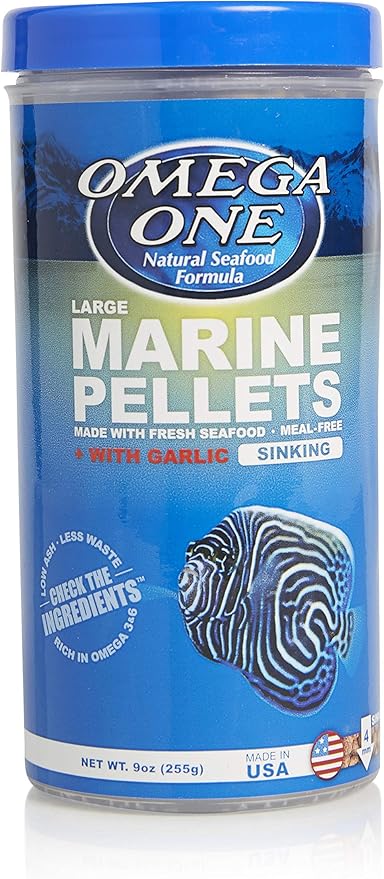 Omega One Garlic Marine Large Sinking Pellets, 9 oz.