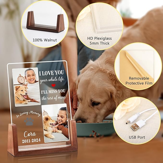 Customized Dog Memorial Gifts for Loss of Dog, Dog Memorial Gifts, Dog Memorial Gifts, Dog Loss Sympathy Gift, Pet Memorial Gifts, Pet Memorial Acrylic Light, Cat Memorial Gifts, Gifts for Pet Lovers