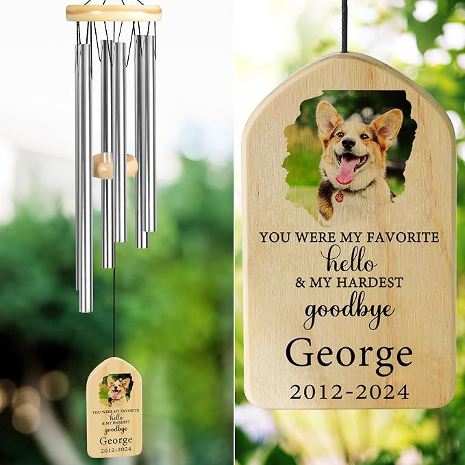 Pet Memorial Wind Chimes, Personalized Pet Memorial Wind Chime, You Were My Favorite, Medium Size, Sentimental Style, Aluminum Material, Funeral Occasion