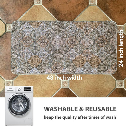 nunubaby Washable Pee Pads for Dogs, Stylish, Non-Slip and Leak-Proof Pee Pads. Reusable Potty Pads for Dogs for Crates and Floors.(Brown/Multi, 24" x48")