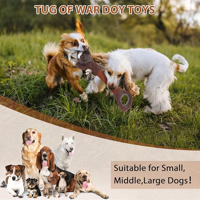 Large Plush Squeaky Dog Toys with Crinkle Paper, Tug of War Pull Toys for Puppies, Interactive Dog Chew Toys for Small, Medium and Large Dogs