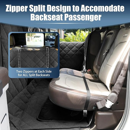Large Back Seat Extender for Dogs, Paw-Proof & Waterproof Pet Seat Cover with Door Protection for Full-Size Crewcab Trucks, Dog Hammock Reinforced with Glass-Fiber Rods