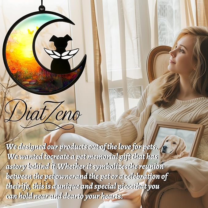 Dog Memorial Gift for Loss of Dog – DIY Angel Memorial Suncatcher & Paw Print Kit for Dogs with Sympathy Card | Pet Memorial Keepsake(Sunflower Glow)