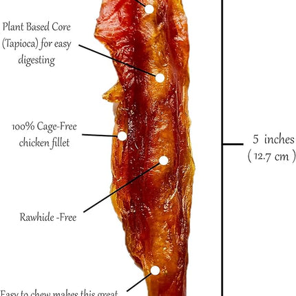 Rena's Recipe Chicken Fillet Sticks (8 Count) Rawhide Free Chicken Fillet Wrapped Chews with Glucosamine for Joint Health