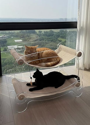 Cat bunk beds Cozy Acrylic cat Hammock cat Bed with sisal Scratcher - Double-Layer Hammock for Indoor Cats and Small Dogs - Soft & wear-Resistant