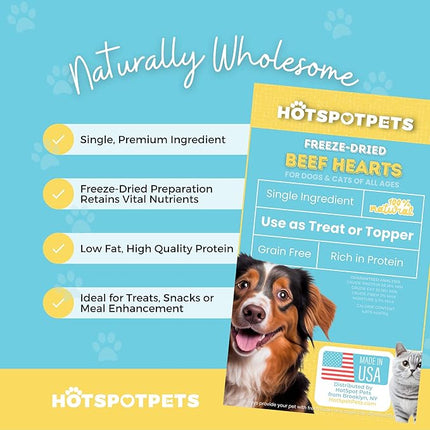 hotspot pets Freeze Dried Beef Heart Treats for Cats & Dogs - 1LB Resealable Big Bag, Made in USA, Single Ingredient All Natural Grain-Free Immune support Treats -Perfect for Training, Topper or Snack