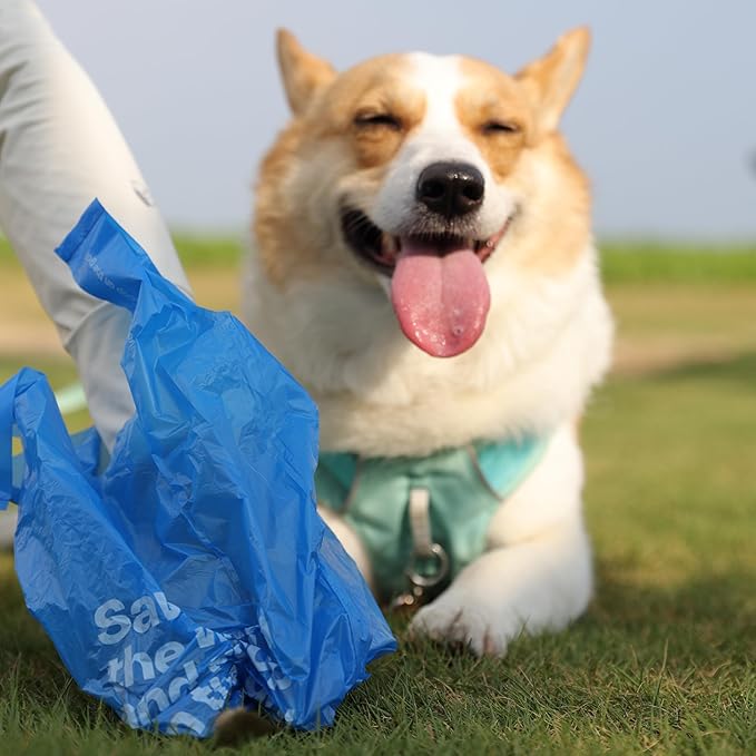 Dog Poop Bags with Handles 60 Rolls 720 Counts Big Sizes Leak Proof and Extra Thick Waste Bags Refill Rolls for Walking Small Medium Large Dogs Cats Litter With 2 Dispensers Iris Scented