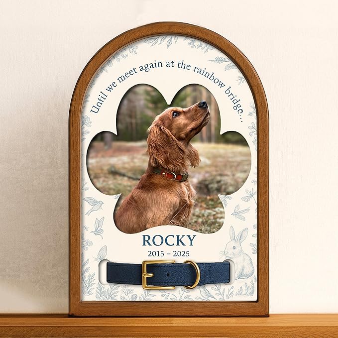 Nazenti Personalized Dog Memorial Gifts, Loss Of Dog Sympathy Gift, Pet Bereavement Collar Frame, Custom Cat Memorial with Photo, Loss Sympathy Gift for Cat, Pet Remembrance Picture Frame