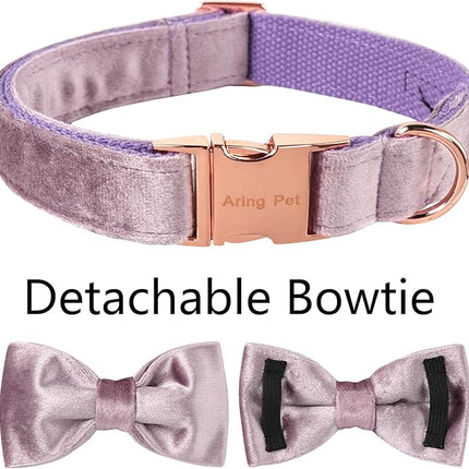ARING PET Bowtie Dog Collar-Velvet Dog Collars with Removable Bowtie, Adjustable Bowtie Collar for Girl and Boy Dogs.