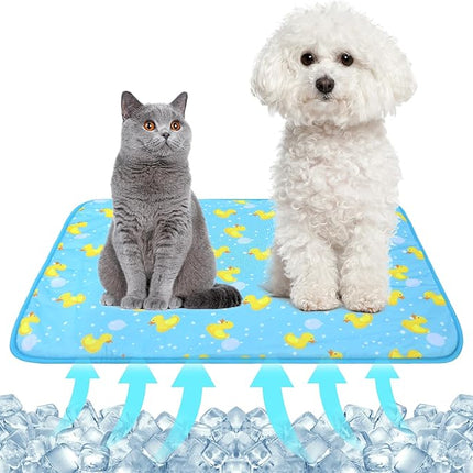 NACOCO Summer Pet Cooling Mat - Cat Dog Cushion Pad Sleeping Cool Ducks Comfortable Soft for Pets Kids and Adults (Blue Duck, M)