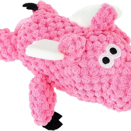 goDog Checkers Just for Me Flying Pig Squeaky Plush Dog Toy with Chew Guard Technology, Durable Fabric & Squeaker for Active Play, Pink, Mini