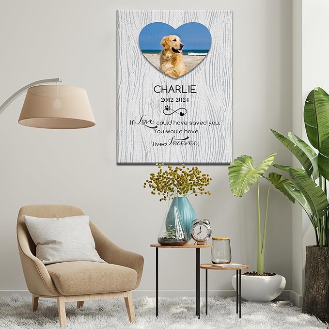 Personalized Pet Memorial Gifts for Dogs Customized Gifts for Dogs Cats Custom Loss of Pet Sympathy Gift Canvas Dog Loss Gift Canvas with Picture Name