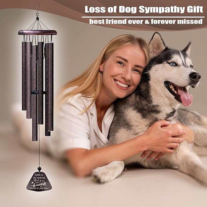 Dog Memorial Gifts for Loss of Dog, Pet Memorial Gifts 32in Wind Chimes, Loss of Dogs Sympathy Gift, Pet Remembrance/Bereavement/Passing Away Wind Chimes