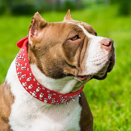 Epesiri Adjustable Wide Spiked Dog Collars, Mushroom Rivet PU Leather Cat Dog Collar, Durable Spike Studded Pet Collar for Small Medium Large Breed, PitBull Mastiff Bulldog Pugs Husky Rottweiler, Pink